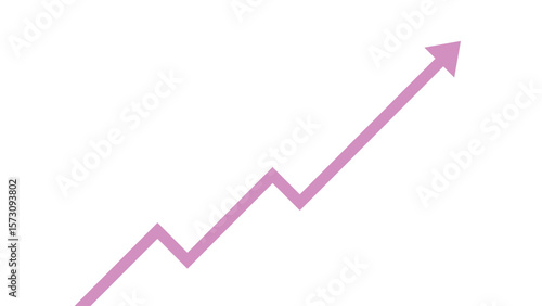 pink and thin business arrow graph going up represents profit and growing income