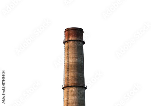 Isolated Industrial Chimney Stack Made of Concrete