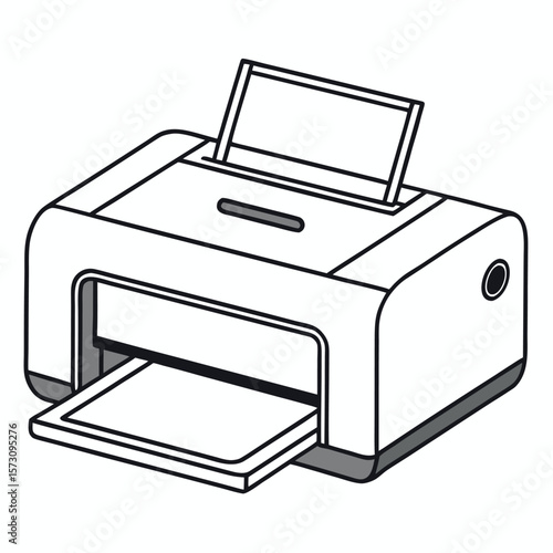 Simple printer outline, ideal for office, technology, or printing service designs on a white background.