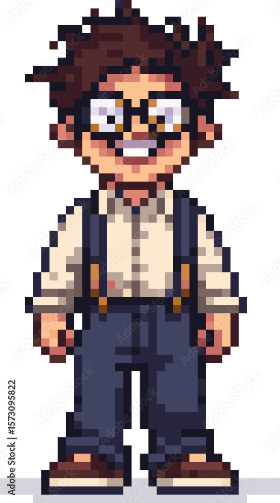 Obraz premium Humble Nerd Character Pixel Art