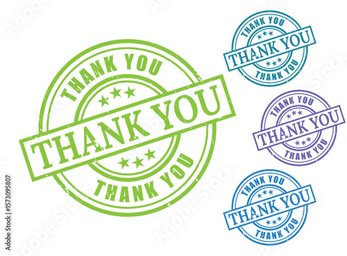 Thank You Stamp Vector Set, Appreciation Gratitude Label  
