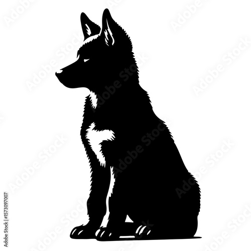  Dog Sitting Silhouette 