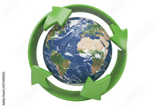 Isolated Recycling Arrows Around Earth Globe Illustration
