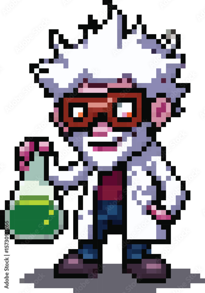 Fototapeta premium Old Scientist Character Pixel Art