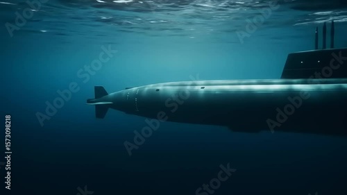 Wallpaper Mural Submarine gliding through deep ocean waters, showcasing underwater exploration technology and serenity Torontodigital.ca