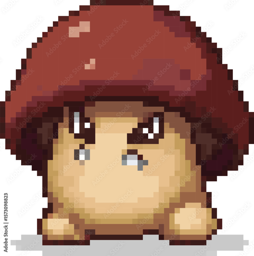 Obraz premium Angry Little Mushroom Character Pixel Art