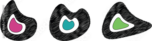 Abstract Scribed brush Shape Blob Inspired by Organic Amoeba Forms and Natural Pebbles with Gritty Grunge Finish