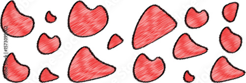 Freeform Amoeba Blob Design in Earthy Pastel Red Colors with a Unique Grunge Scribed Brush Surface for Creative Projects