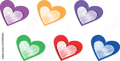 Eternal Bonds: A Romantic Vector of Heartfelt Connections and Dynamic Love in Half-Heart Designs with scribed brush vector