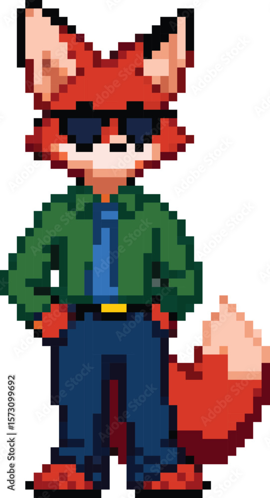 Fototapeta premium Office Fox Character Pixel Art