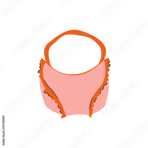 Women's bag, hobo. Fashion accessory in pink color. Hand drawn vector illustration. Isolated element.