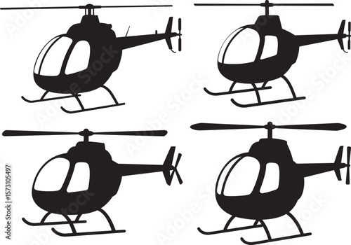 Compact helicopter silhouette in a clean modern vector design
