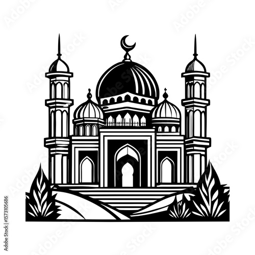 Wallpaper Mural mosque silhouette vector art Torontodigital.ca