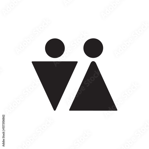 Minimal male and female restroom icons black silhouette vector illustration
