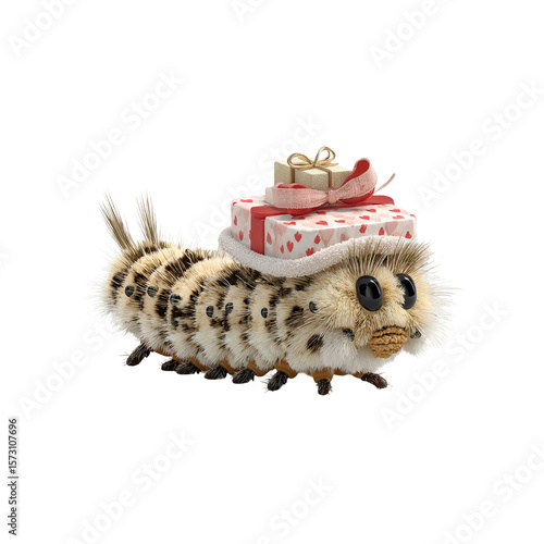 Cute Fuzzy Caterpillar Carrying Valentine's Day Gifts