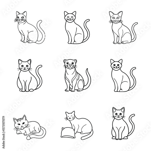 Cute Cat line icon set. Editable stroke Animal Editable Line Icons