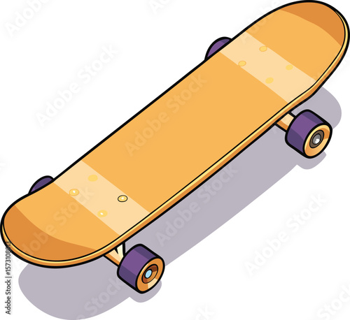 Isometric Illustration of a Yellow Skateboard