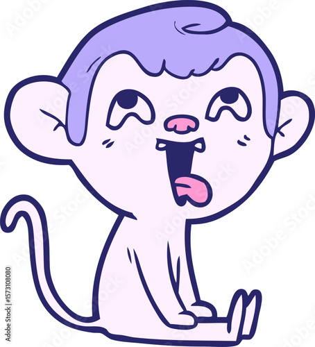 crazy cartoon monkey in bright neon color