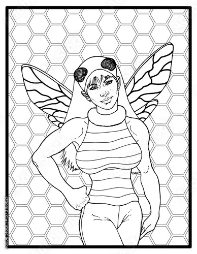 Honeybee Cosplaying Girl Coloring Page
