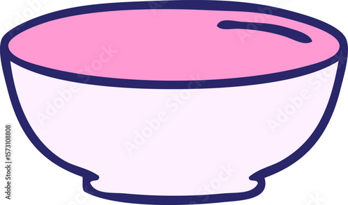 hand drawn quirky cartoon bowl in bright neon color