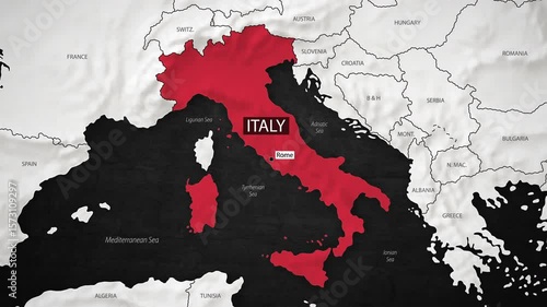 Italy Map - Fast Zooming from World Map. Animated Motion Graphics Shape Map of the Italy. 4K Resolution Stock Video for News, Vlogs etc.