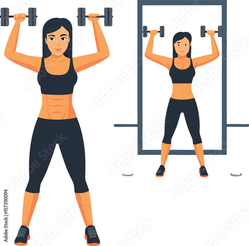 Woman Performing Dumbbell Shoulder Press Exercise Guide