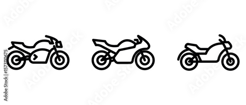 motorcycle outline or line icon design bundle.
