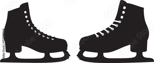 Elegant silhouette of a figure skate for winter sports and ice skating designs