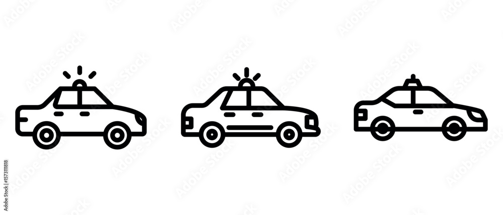 Naklejka premium police-car outline or line icon design bundle.