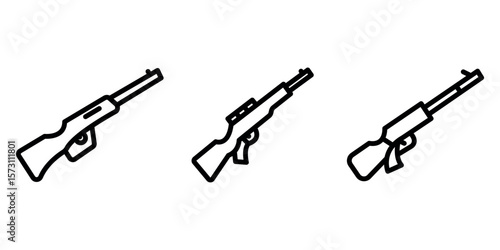 rifle outline or line icon design bundle.