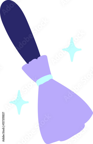 magic broomstick sweeping in bright neon color