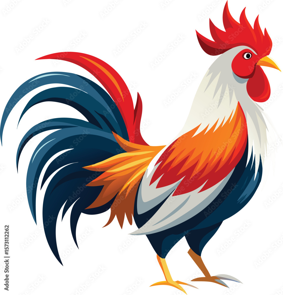 Fototapeta premium Vibrant Rooster Illustration Colorful Farm Animal