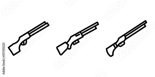 shotgun outline or line icon design bundle.
