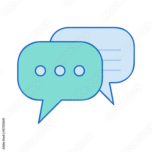 Two speech bubbles communicating with dots and lines
