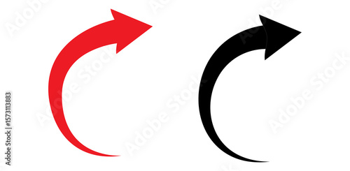 Free Download Curved Red and Black Arrows Set – Dynamic 3D Arrow Elements for Presentation, Marketing Flow, and Direction Concepts on Transparent Background - GFXLoad
