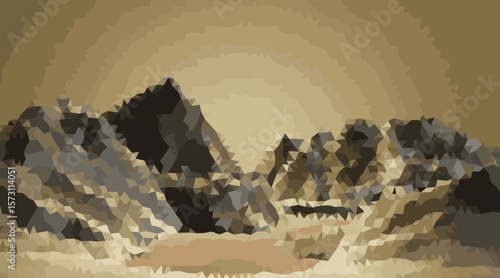 Jagged mountain peaks under muted sky abstract polygonal