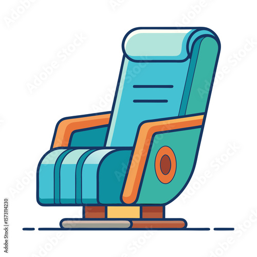 Modern teal and orange armchair with sleek design