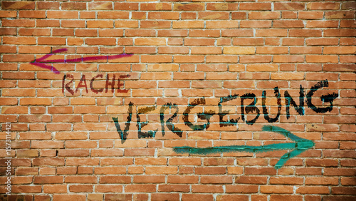 Bild auf Leinwand Signposts the direct way to forgiveness versus revenge
