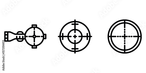 sniper-scope outline or line icon design bundle.