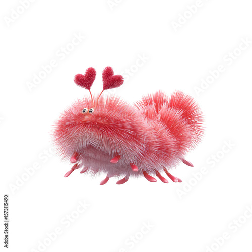 Adorable Pink Fluffy Creature in Love - Valentine's Day Character