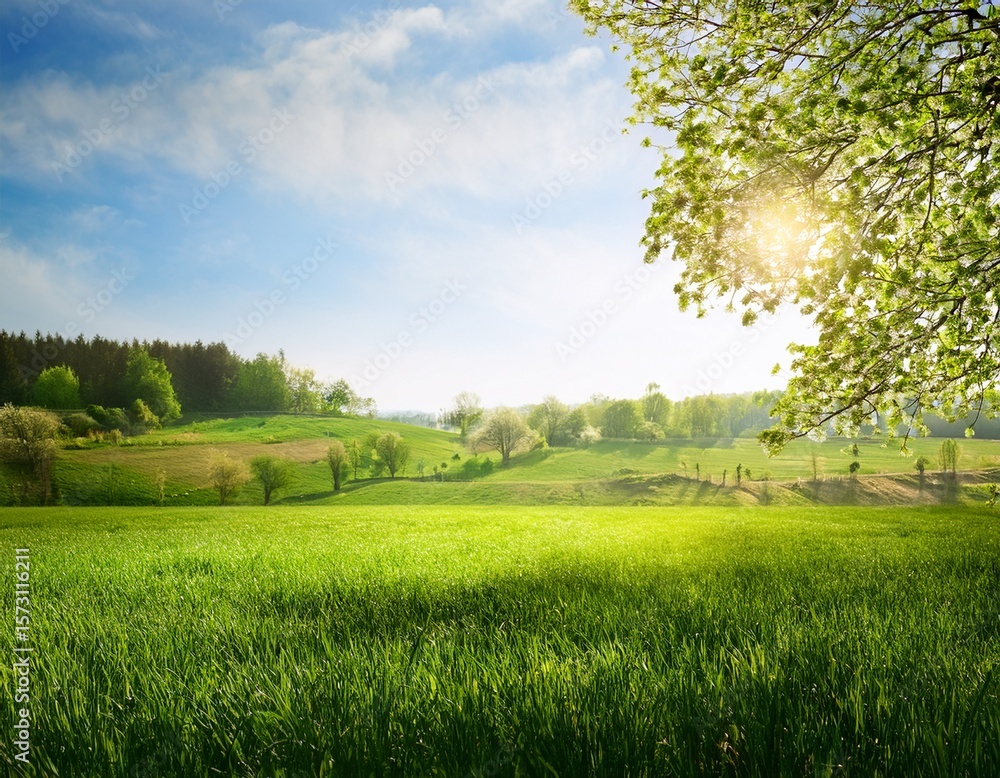 Obraz premium spring background green natural rustic background