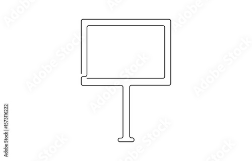 Sandwich board in continuous one line drawing. Single line illustration of advertising, Sandwich board in continuous one line drawing. Single line illustration of advertising easel stand.