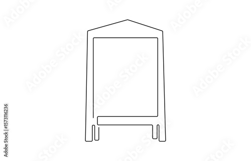 Sandwich board in continuous one line drawing. Single line illustration of advertising, Sandwich board in continuous one line drawing. Single line illustration of advertising easel stand.
