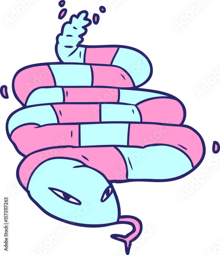 cartoon poisonous snake in bright neon color