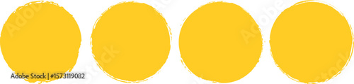 Yellow circle grunge shapes on a white background. Round brush painted circle brush stamps vector illustration of orange and yellow melon on white background