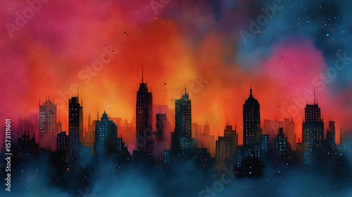 Watercolor city illustration
