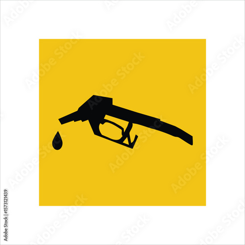  Fuel Nozzle Icon on Yellow Square. Petrol station symbol,  gas station, Fuel pump icon