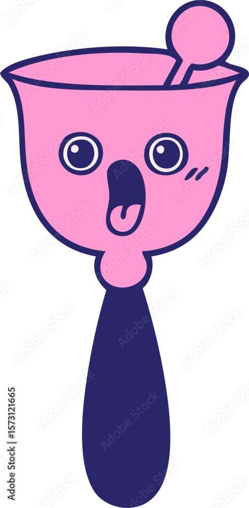 Fototapeta premium cute cartoon of a school bell in bright neon color