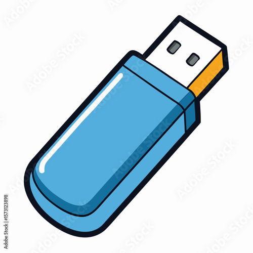 Simple USB drive outline, perfect for data storage, technology, or digital transfer designs on a white background.