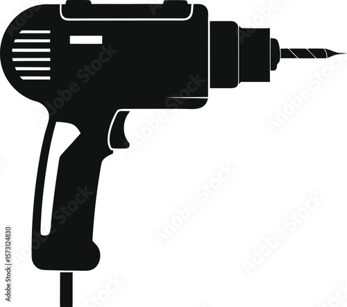 hammer drill with textured handle black vector silhouette